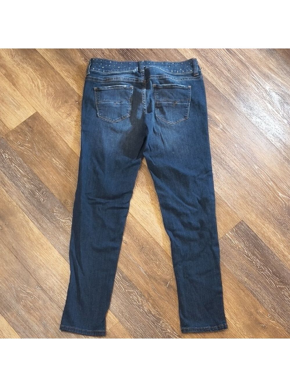 Soho Dark Blue Skinny Jeans with Studded Waist - Picture 3 of 4